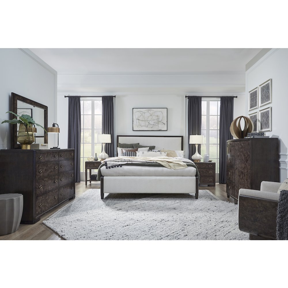 Rowan Espresso Queen Upholstered Panel Bed. Picture 6