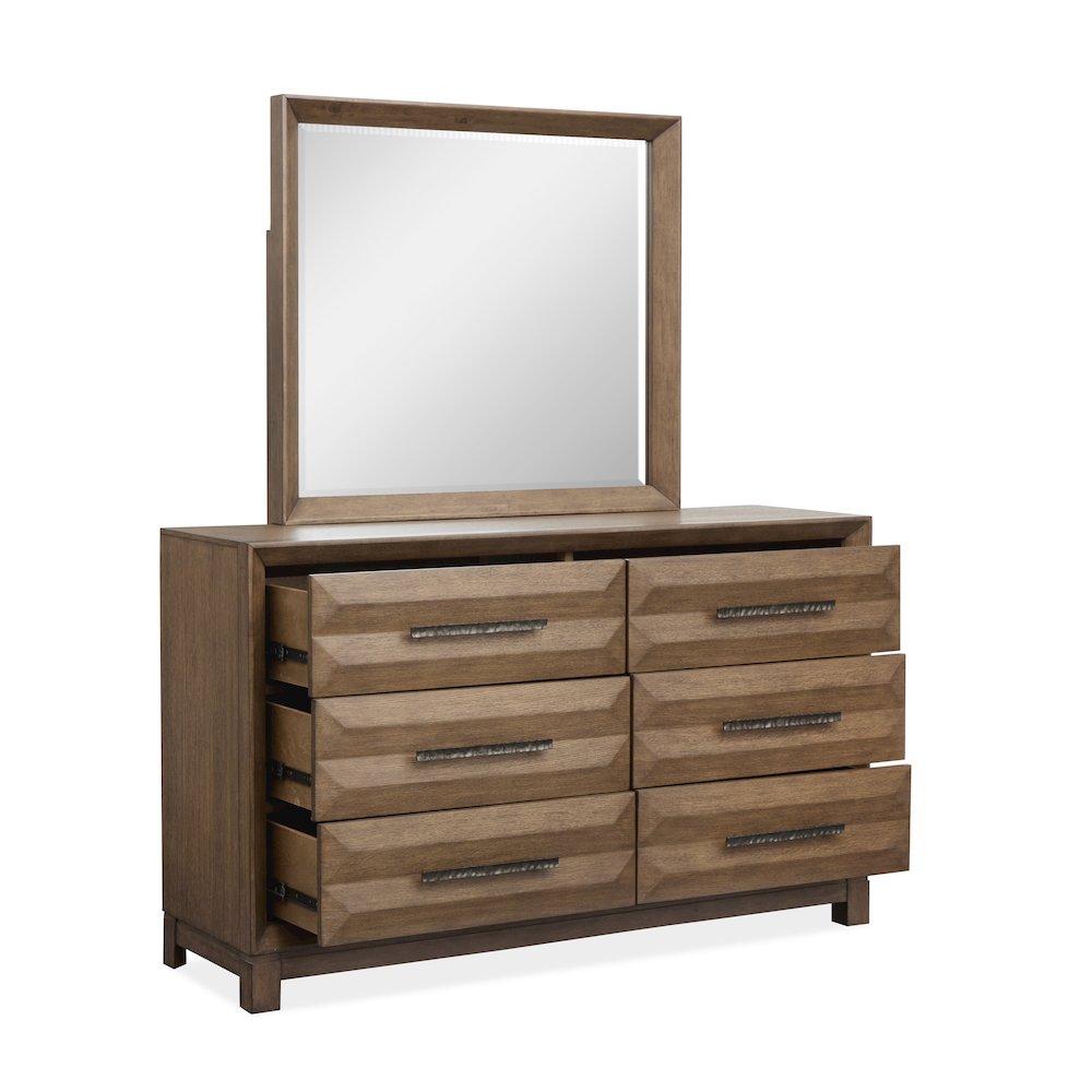 Callisto Bourbon Brown Double Drawer Dresser With Landscape Mirror. Picture 6