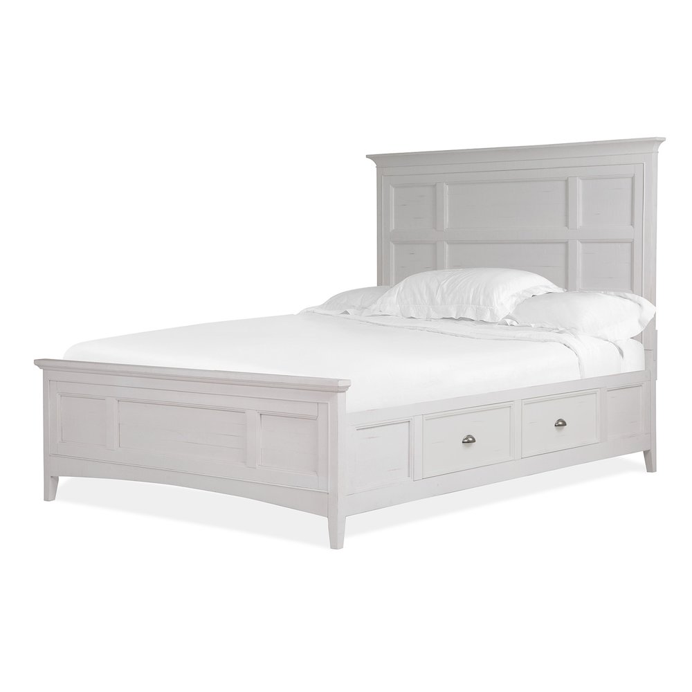 Heron Cove Chalk White And Dovetail Grey King Panel Storage Bed. Picture 1