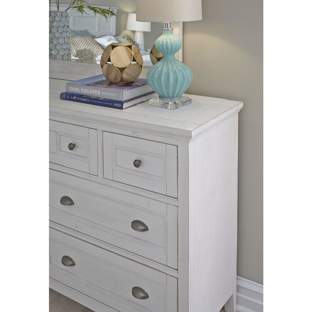 Heron Cove Chalk White And Dovetail Grey Drawer Dresser With Landscape Mirror. Picture 7