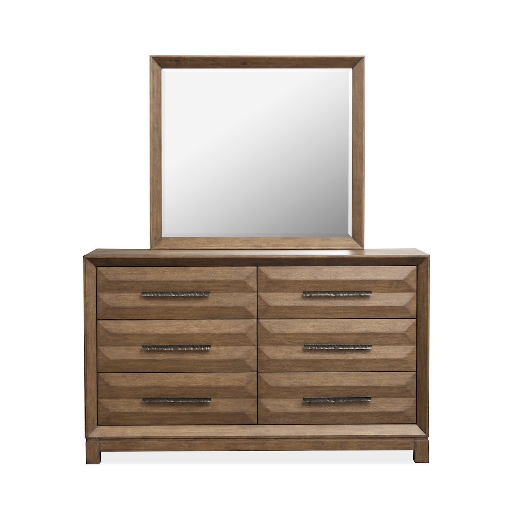 Callisto Bourbon Brown Double Drawer Dresser With Landscape Mirror. Picture 2