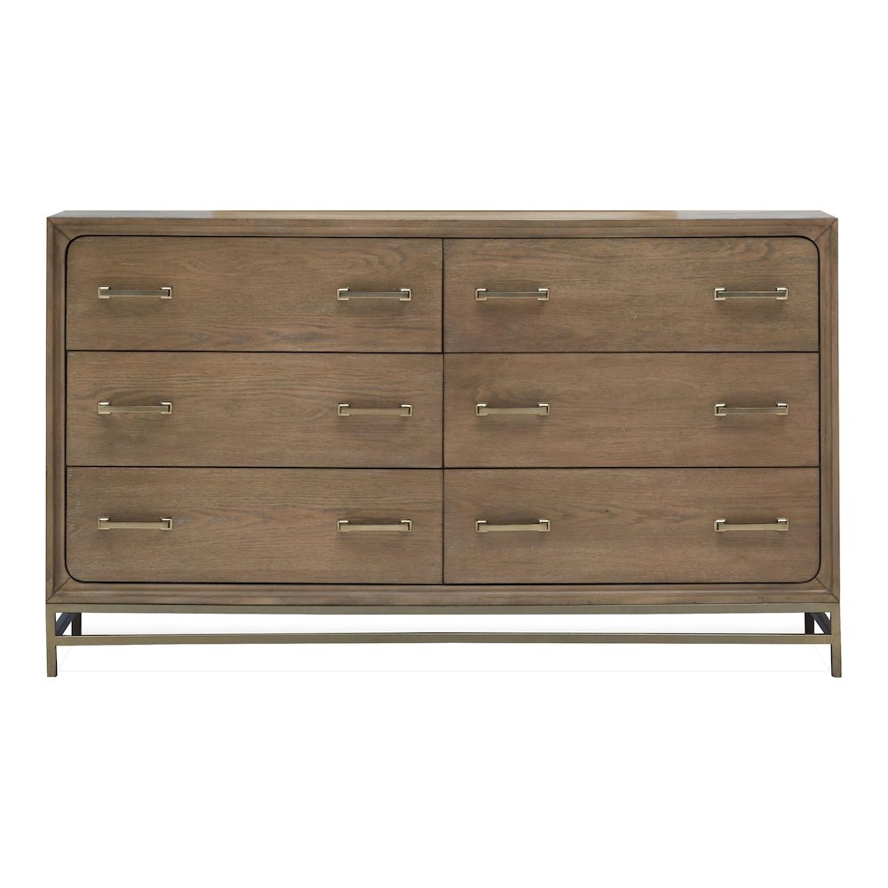 Lindon Belgian Wheat And Coffee Bean Double Drawer Dresser With Landscape Mirror. Picture 4