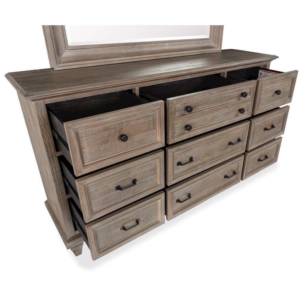 Lancaster Dovetail Grey Drawer Dresser With Landscape Mirror. Picture 8
