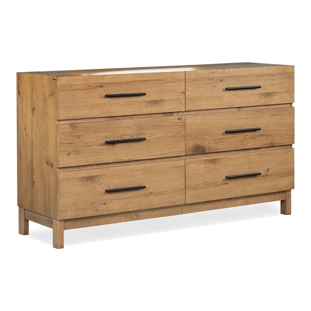 Davenport Rustic Caramel Double Drawer Dresser With Portrait Mirror. Picture 6