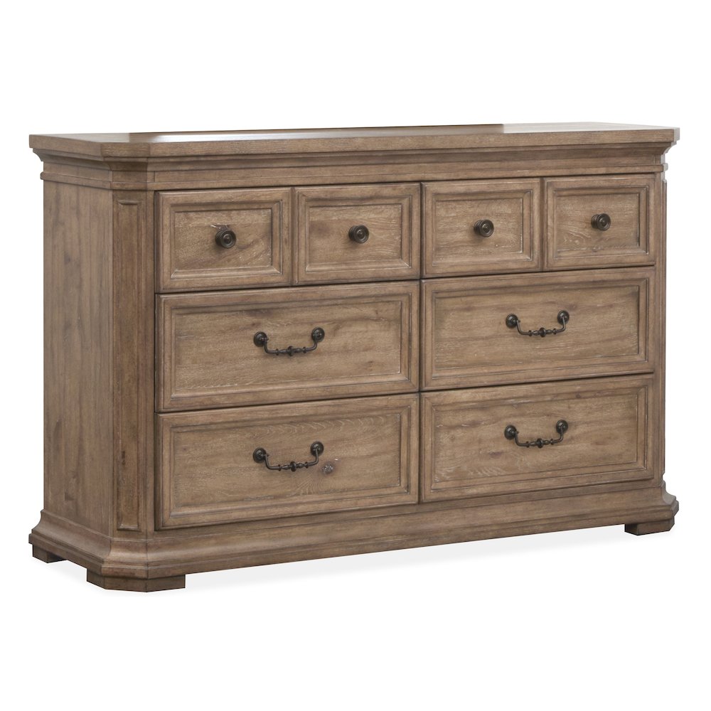 Adler Court Florentine Walnut Drawer Dresser With Landscape Mirror. Picture 4