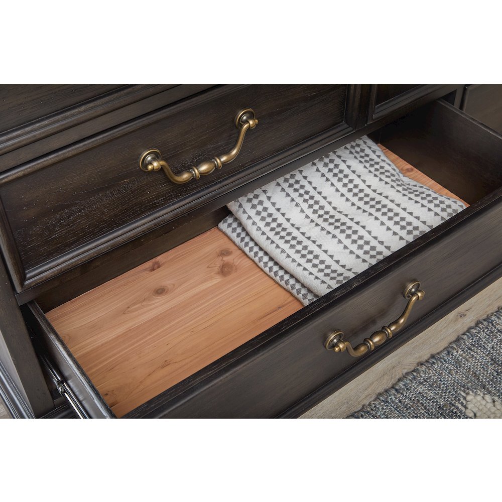 Pulaski Hickory Creek Brown Velvet 10 Drawer Dresser With Mirror. Picture 8