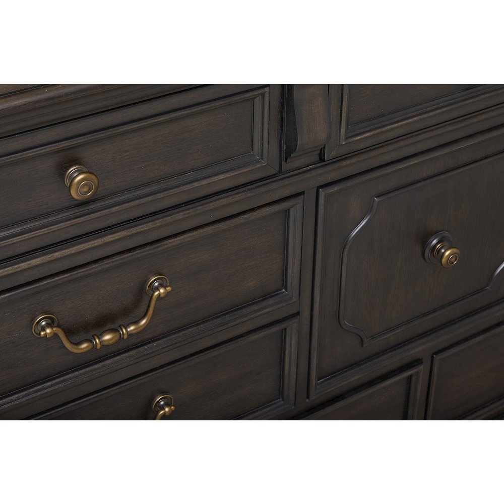 Pulaski Hickory Creek Brown Velvet 10 Drawer Dresser With Mirror. Picture 6