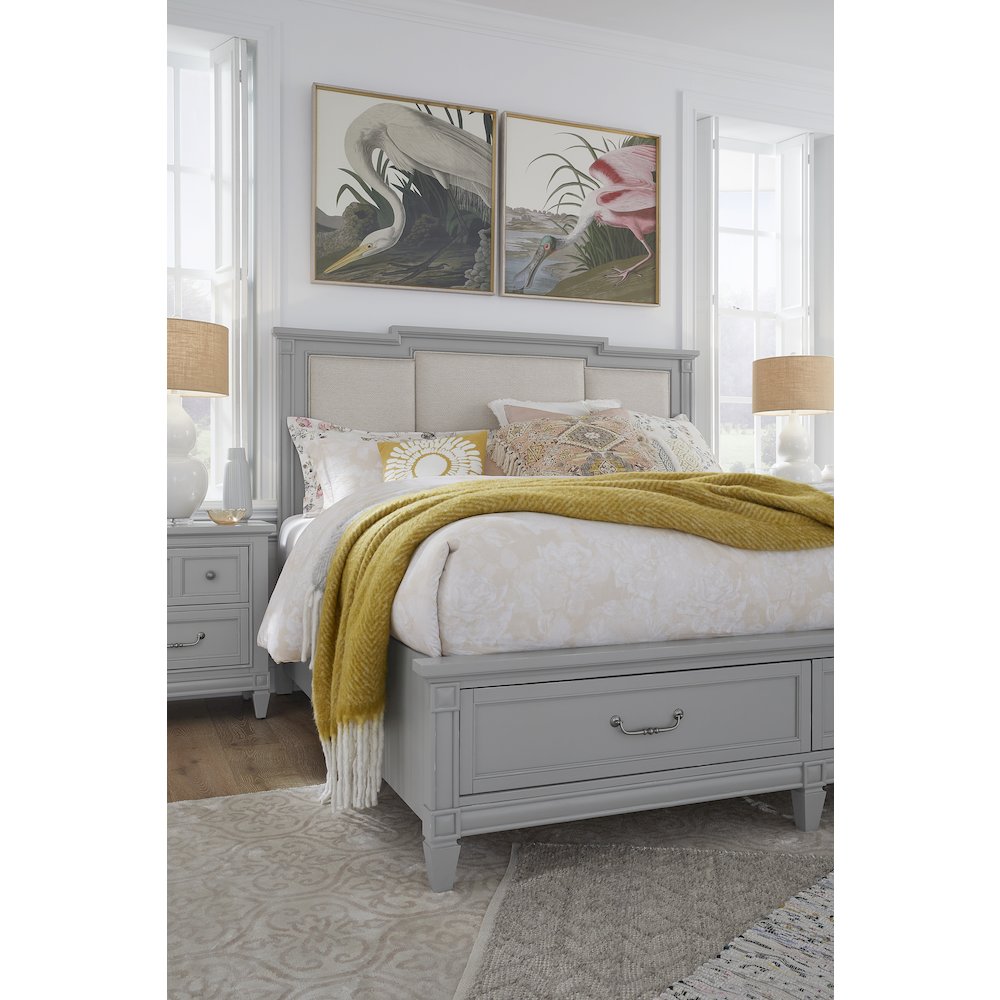 Glenbrook Pebble King Upholstered Panel Storage Bed. Picture 5