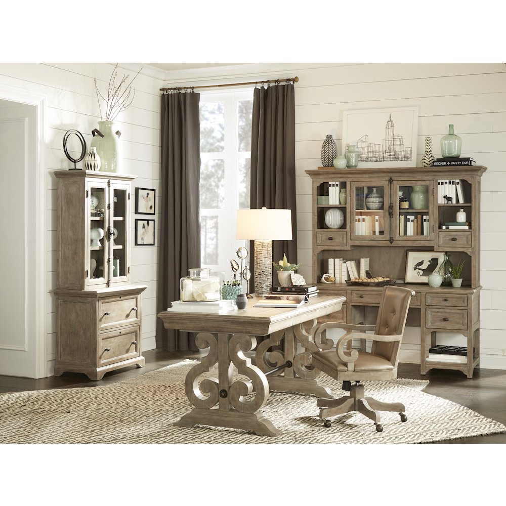 Tinley Park Dove Tail Grey Desk With Hutch. Picture 6