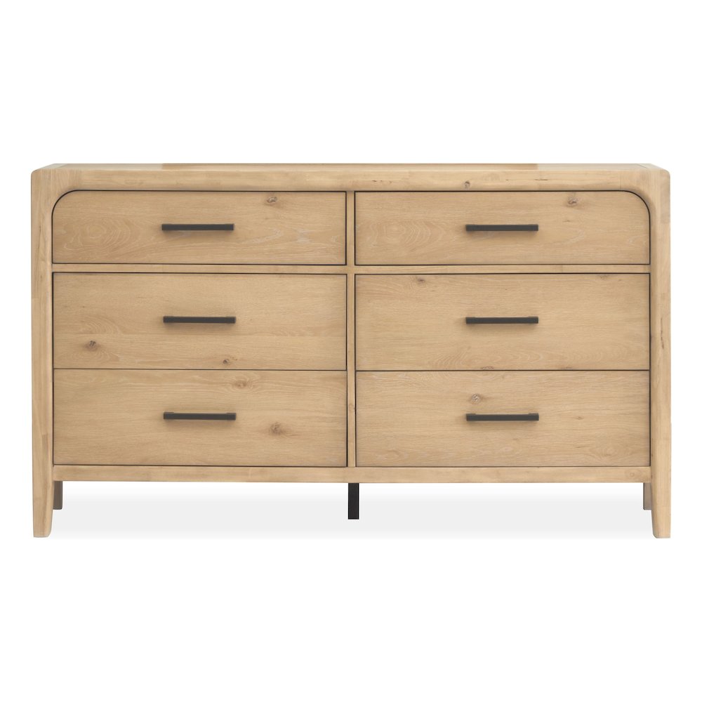 Somerset Butternut Double Drawer Dresser With Landscape Mirror. Picture 4