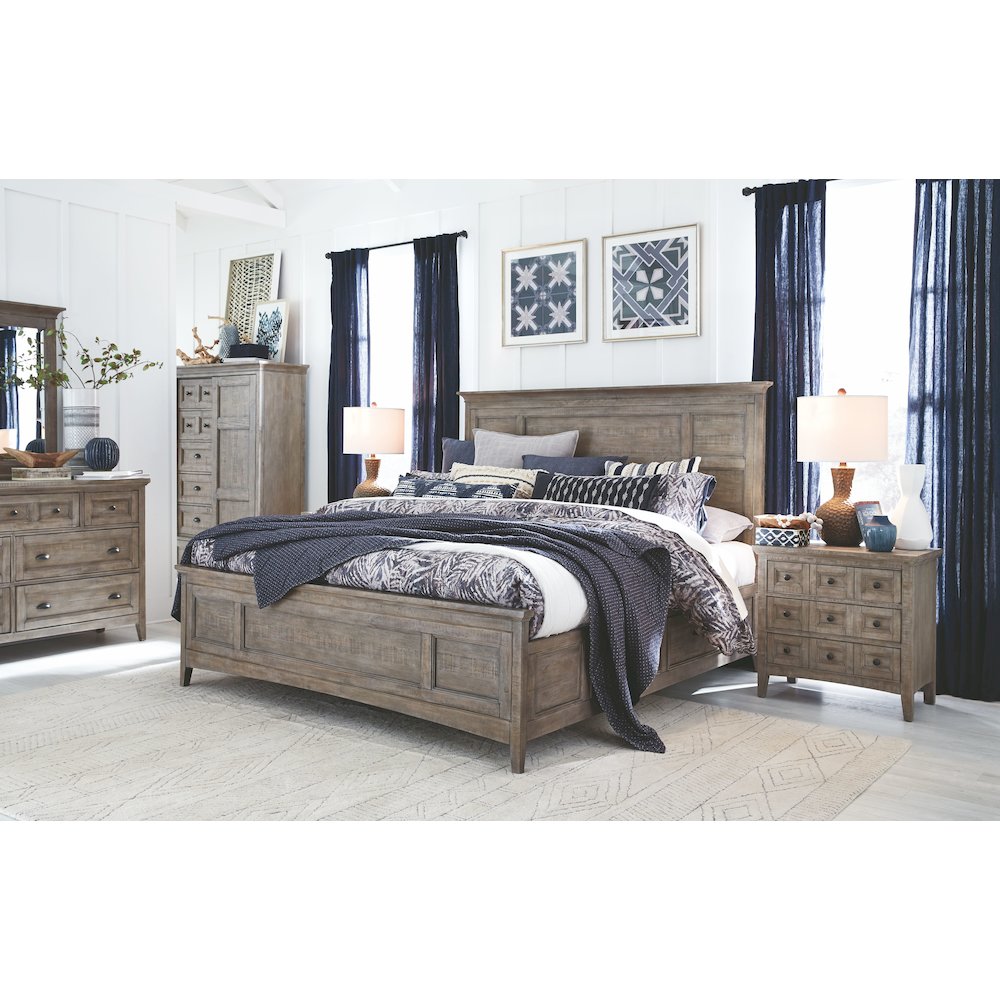 Paxton Place Dovetail Grey Queen Panel Storage Bed. Picture 12