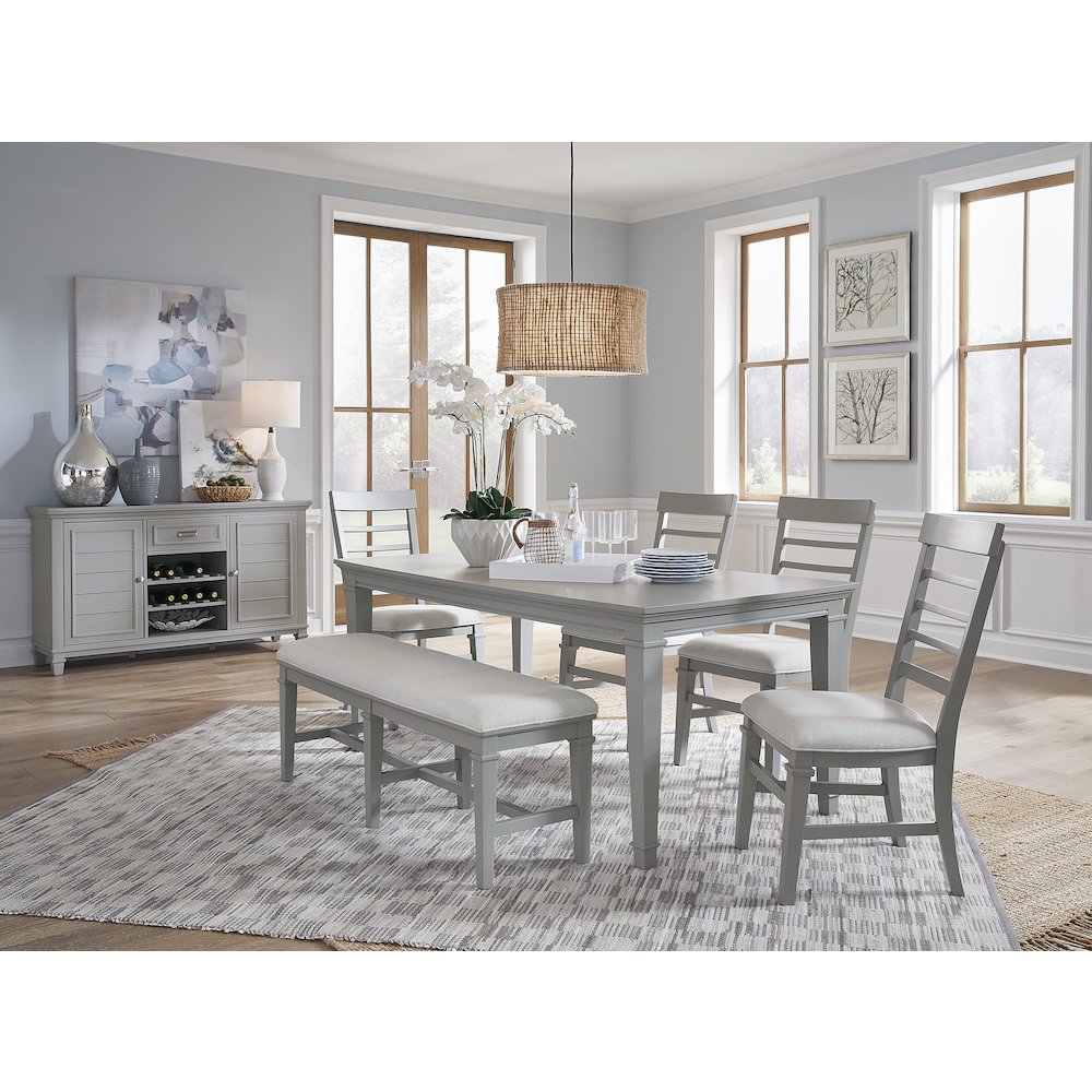 Charleston Harbor Gray Grey Extendable Rectangular Dining Table. Picture 9