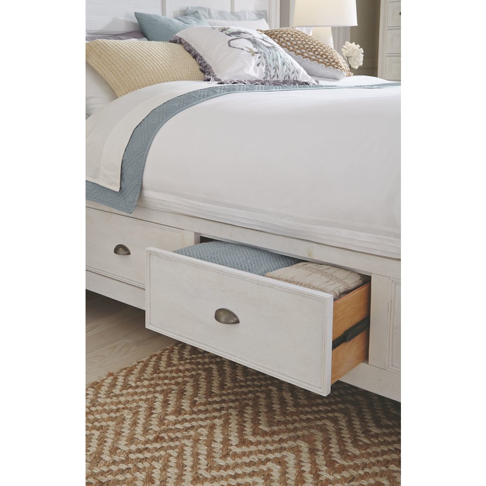 Heron Cove Chalk White And Dovetail Grey King Panel Storage Bed. Picture 3