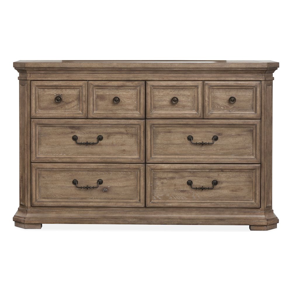 Adler Court Florentine Walnut Drawer Dresser With Landscape Mirror. Picture 5