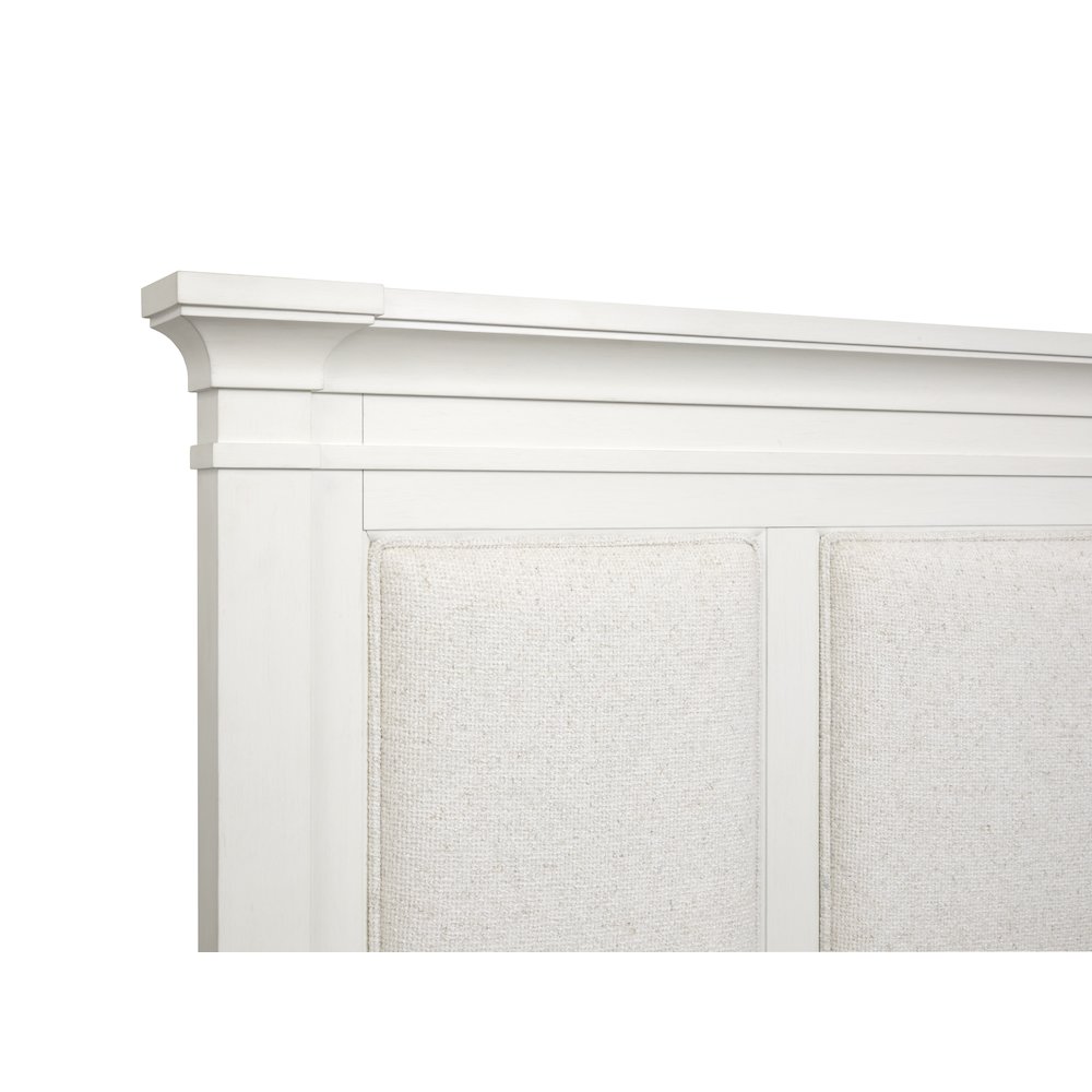 Kingston Whisper White And Cerused Nutmeg King Upholstered Panel Storage Bed. Picture 5