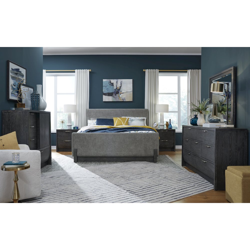 Kinsley Black Heron King Upholstered Panel Bed. Picture 7