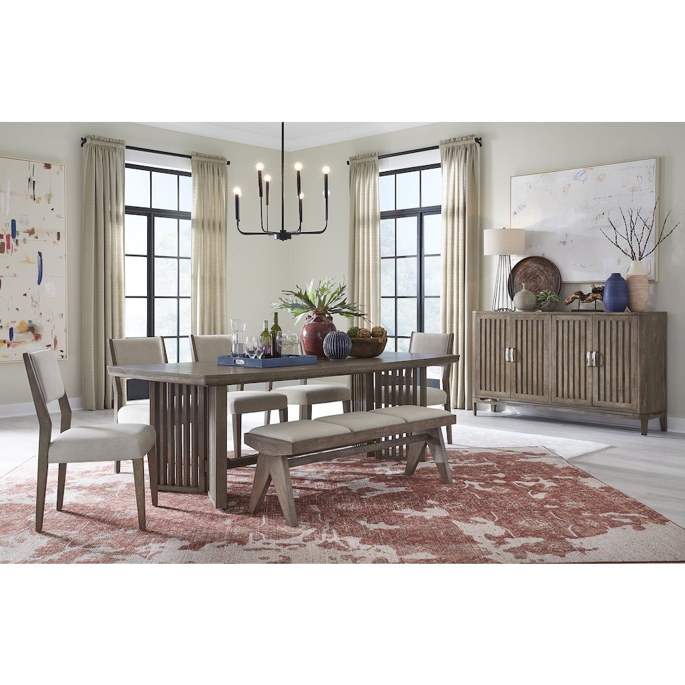 Kavanaugh Weathered Kona Brown Trestle Dining Table. Picture 5