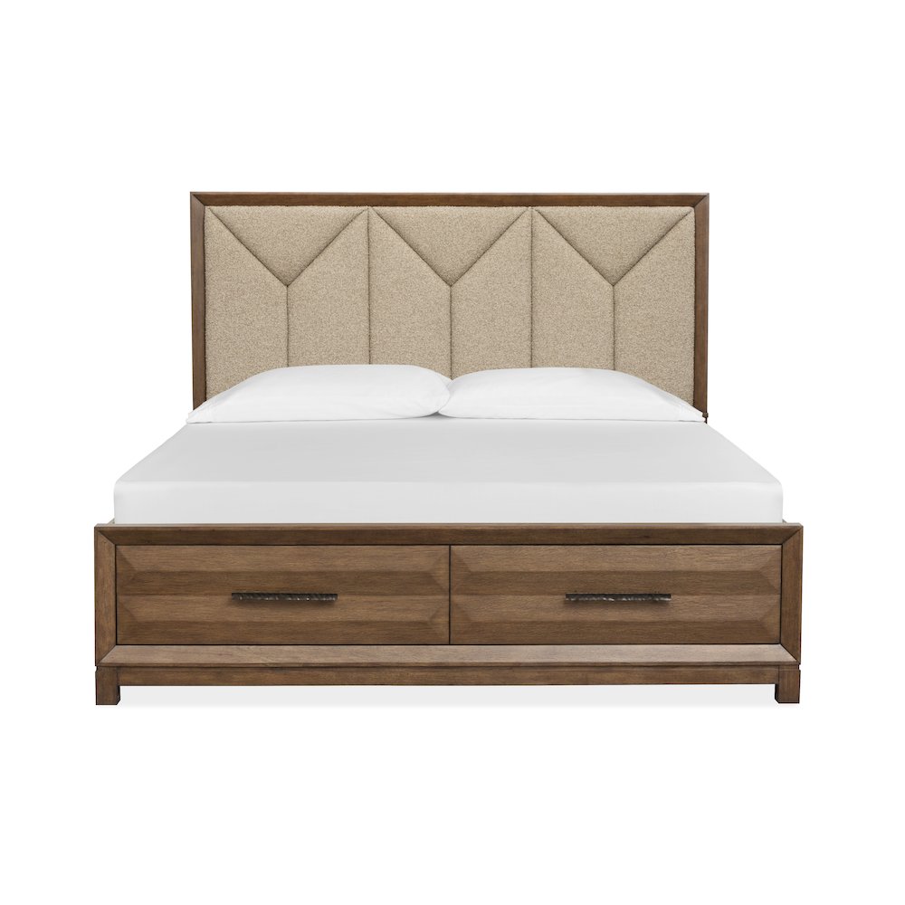 Callisto Bourbon Brown King Upholstered Panel Storage Bed. Picture 2