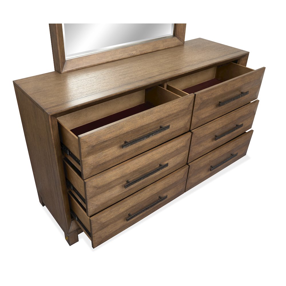 Callisto Bourbon Brown Double Drawer Dresser With Landscape Mirror. Picture 4