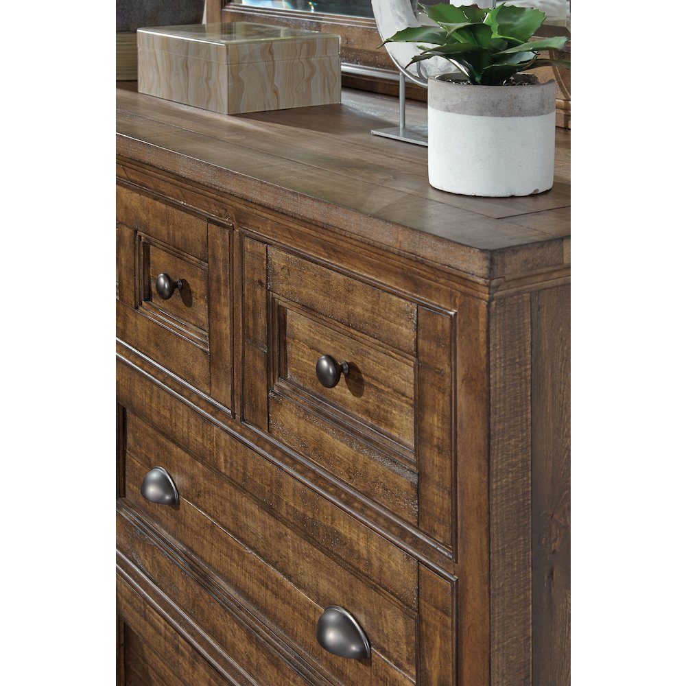 Bay Creek Toasted Nutmeg Drawer Dresser With Landscape Mirror. Picture 6
