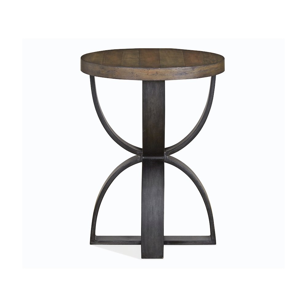 Bowden Rustic Honey And Distressed Iron Round Accent Table. Picture 2