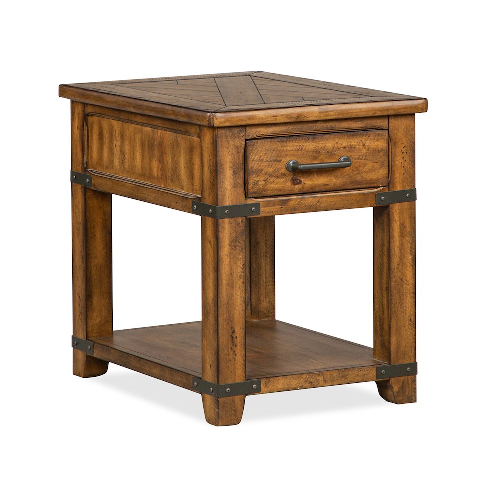 Chesterfield Farmhouse Timber Rectangular End Table. Picture 1