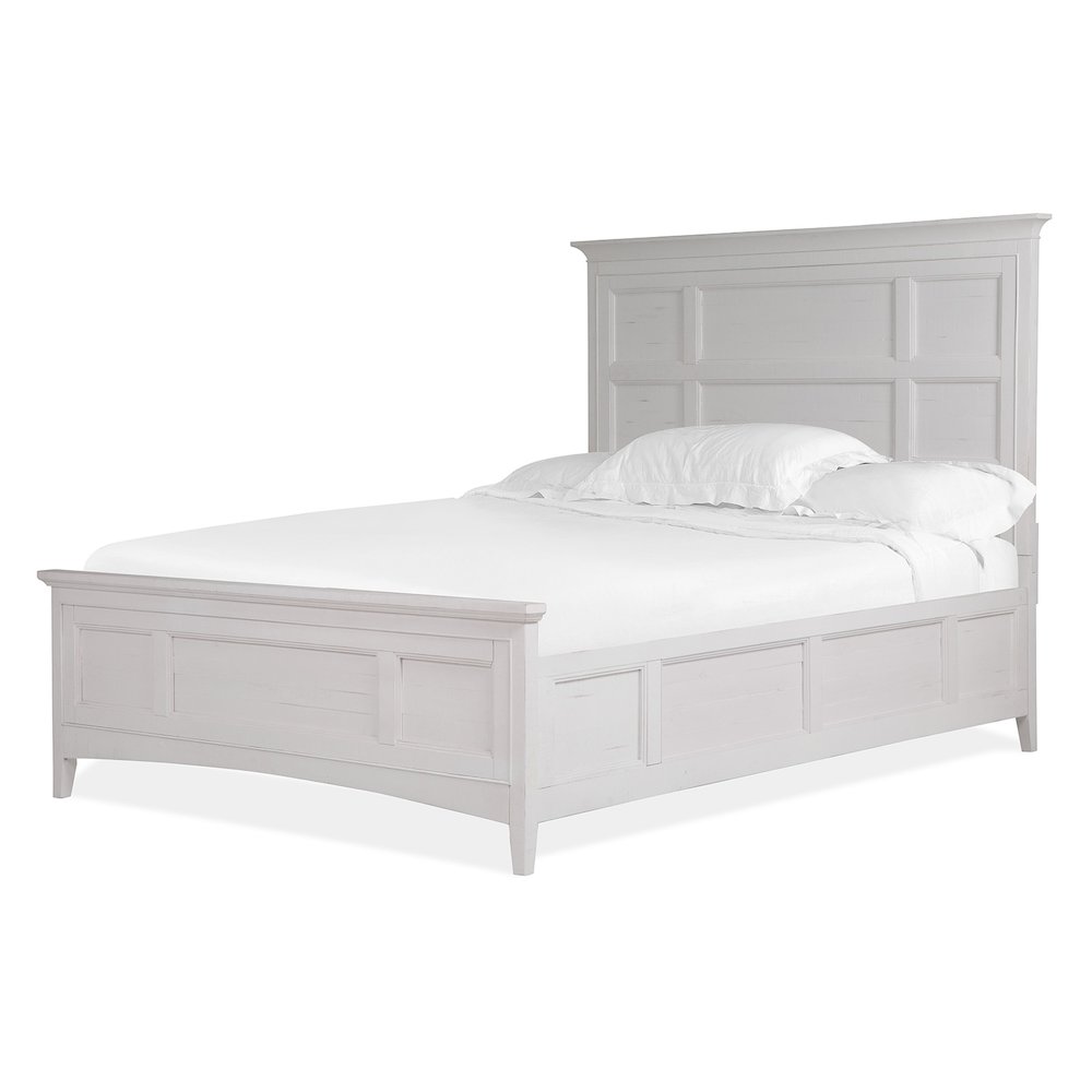 Heron Cove Chalk White And Dovetail Grey Queen Panel Bed. Picture 1