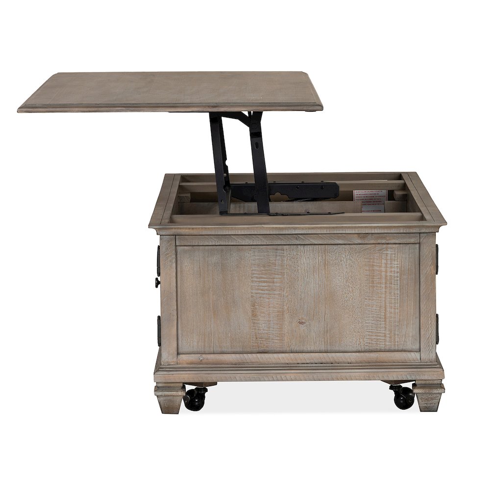 Lancaster Dovetail Grey Lift Top Storage Cocktail Table With Casters. Picture 6