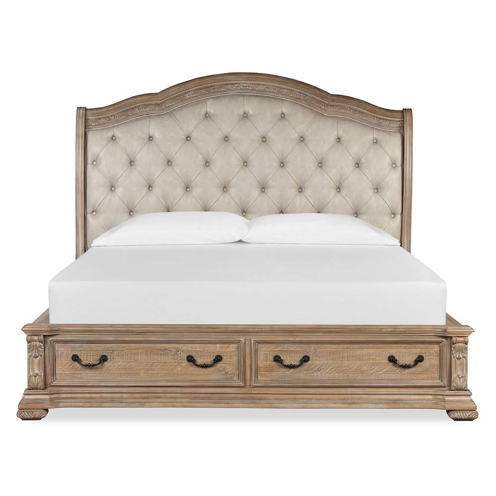 Marisol Fawn Queen Upholstered Sleigh Storage Bed. Picture 3