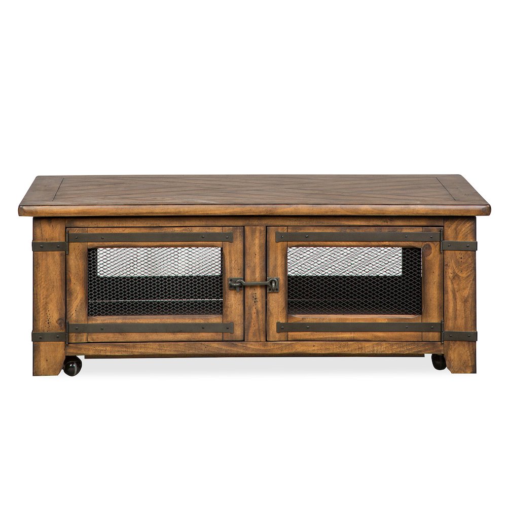 Chesterfield Farmhouse Timber Lift Top Storage Cocktail Table With Casters. Picture 4