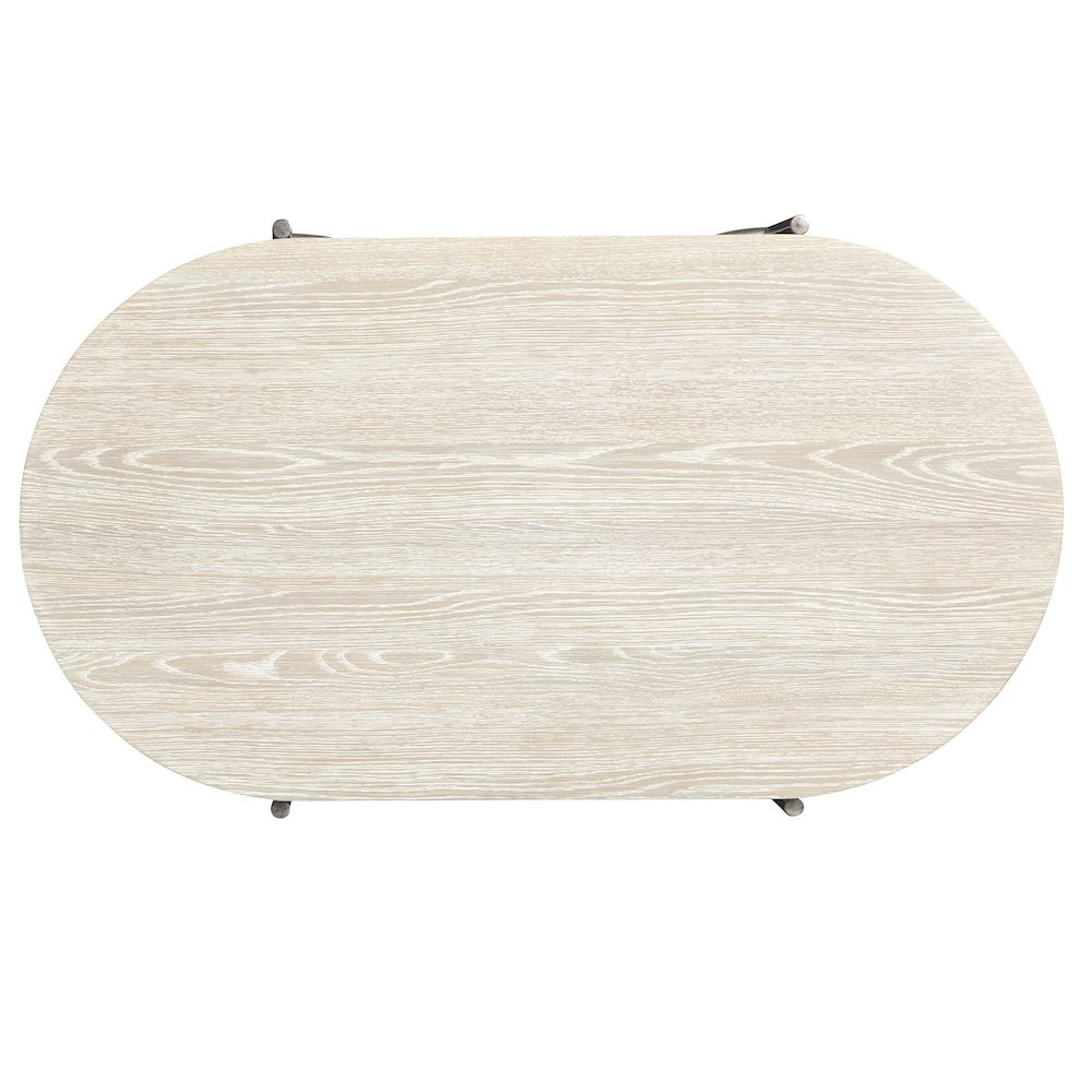 Edgecomb Grey And Weathered Antique Nickel Oval Cocktail Table With 2 Ottomans. Picture 9