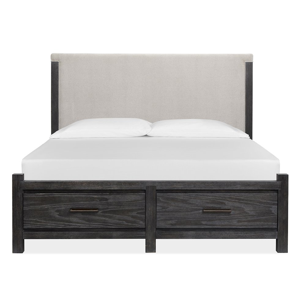 Plum Creek Ravenwood Black California King Upholstered Panel Storage Bed. Picture 3