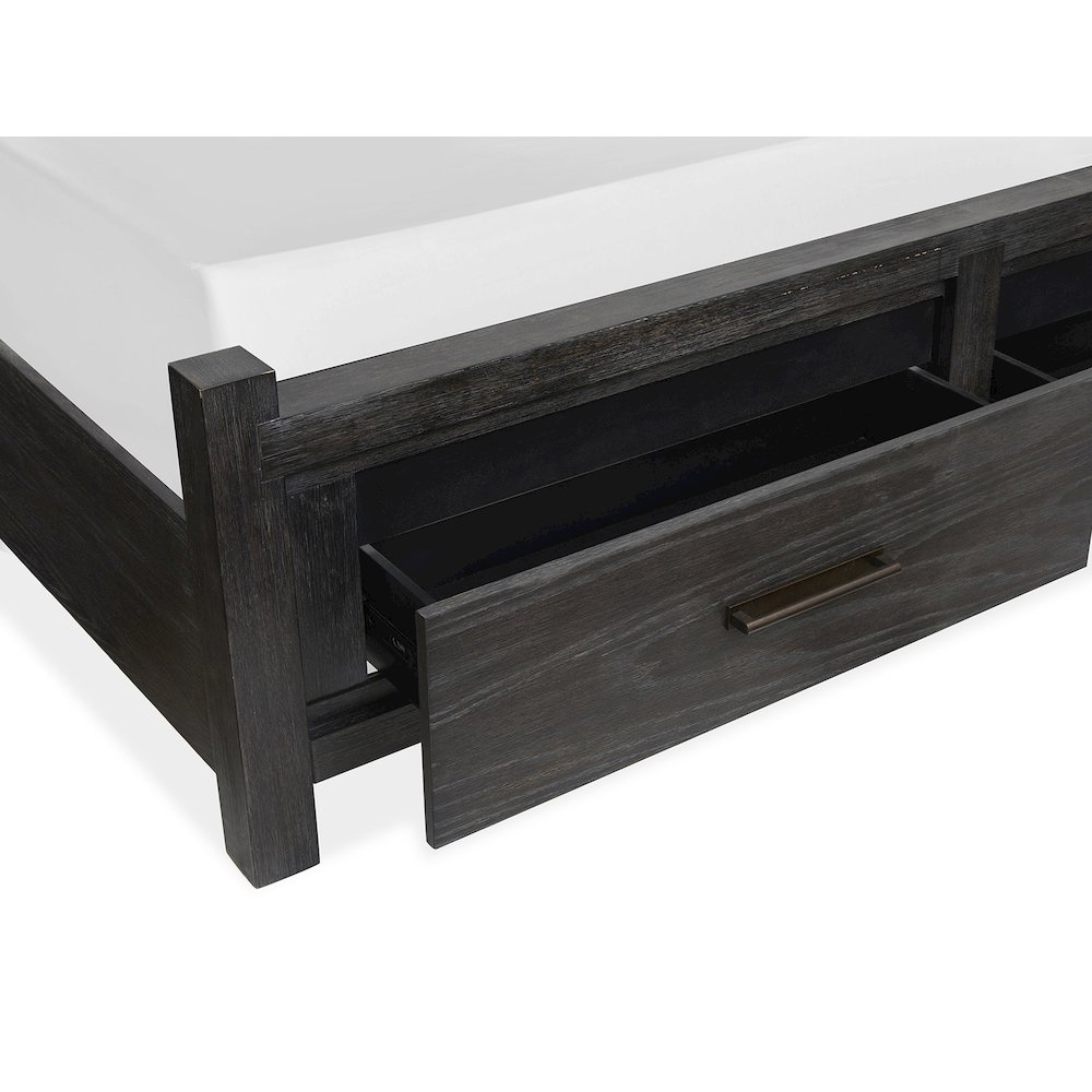 Plum Creek Ravenwood Black California King Upholstered Panel Storage Bed. Picture 6