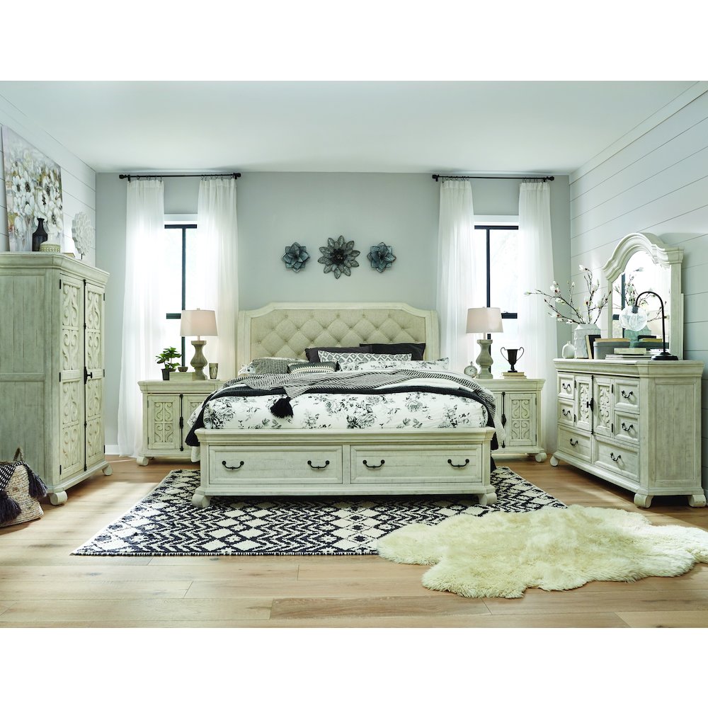 Bronwyn Alabaster Queen Sleigh Storage Bed. Picture 4