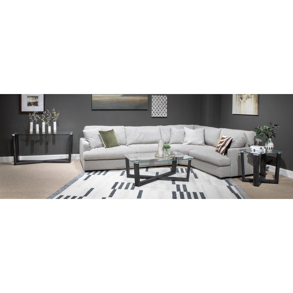 Wexler Black Truffle And Clear Glass Rectangular Sofa Table. Picture 6