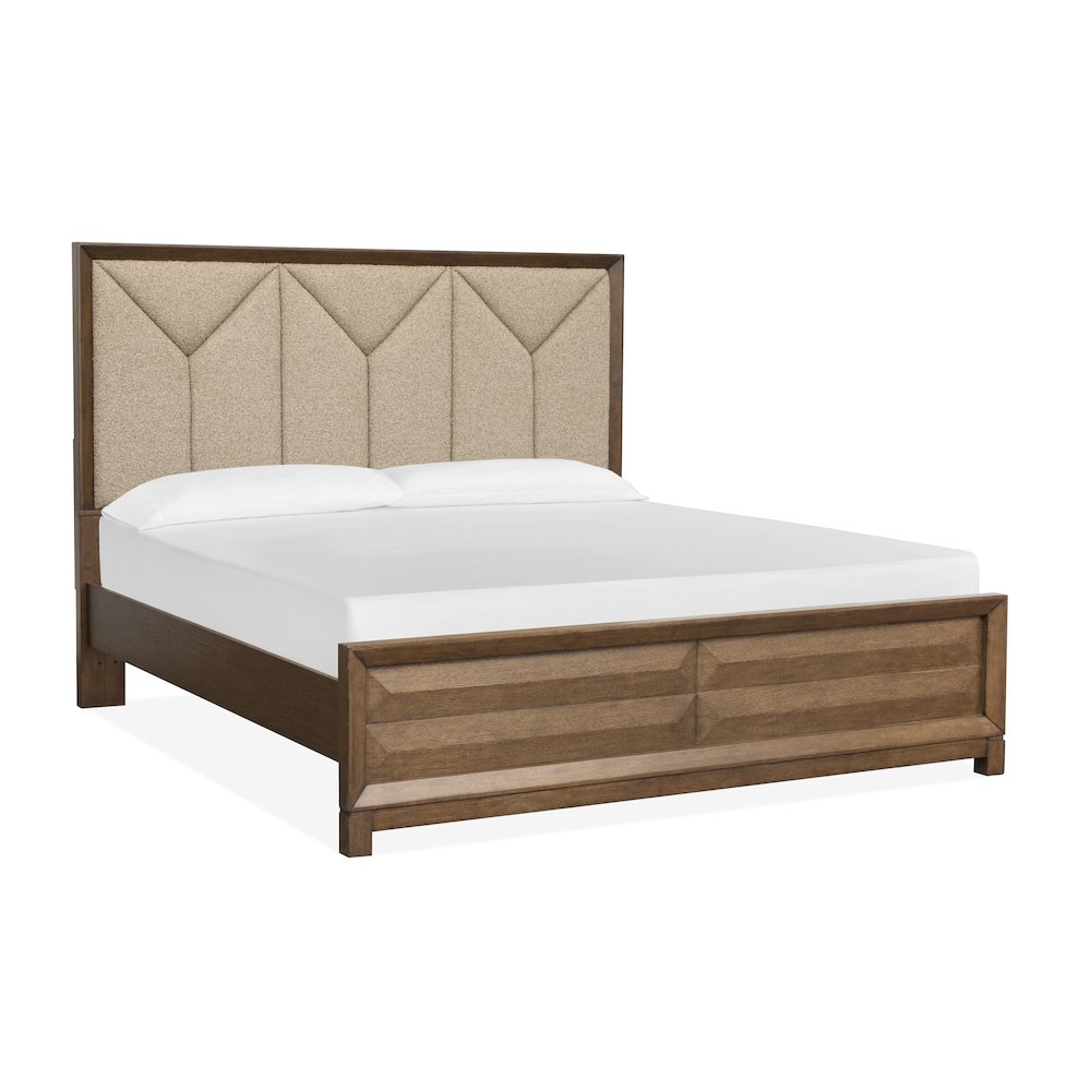 Callisto Bourbon Brown King Upholstered Panel Bed. Picture 1