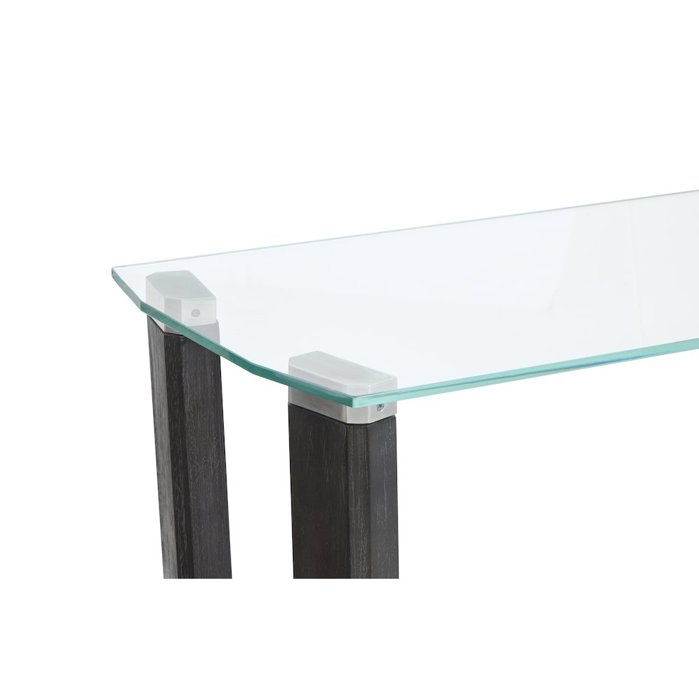 Wexler Black Truffle And Clear Glass Rectangular Sofa Table. Picture 5