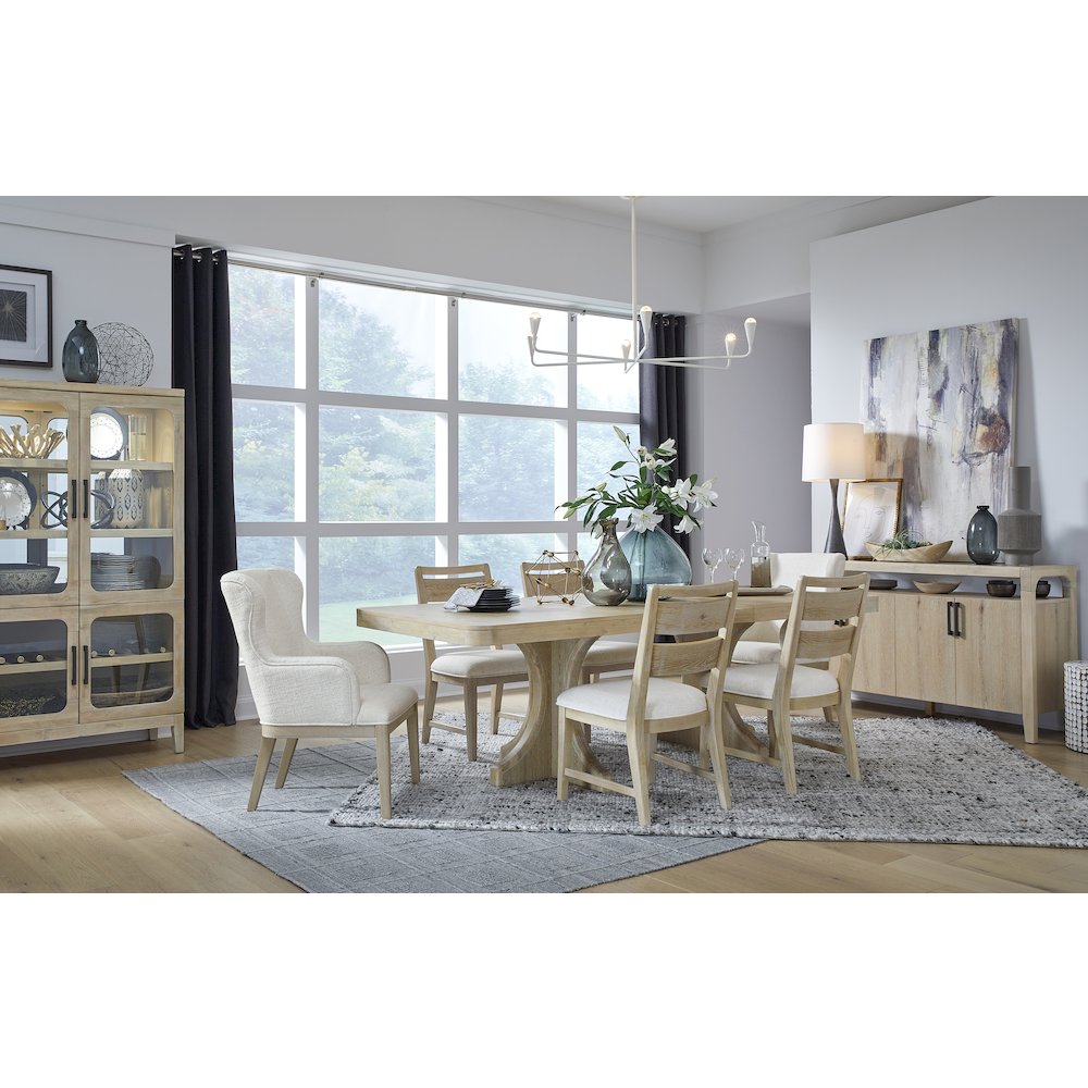 Somerset Butternut Extendable Trestle Dining Table. Picture 8