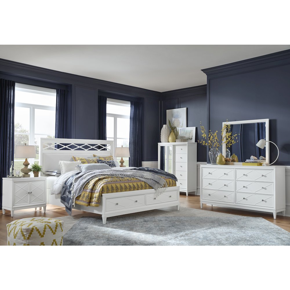 Springhouse Whisper White Queen Upholstered Panel Storage Bed. Picture 10