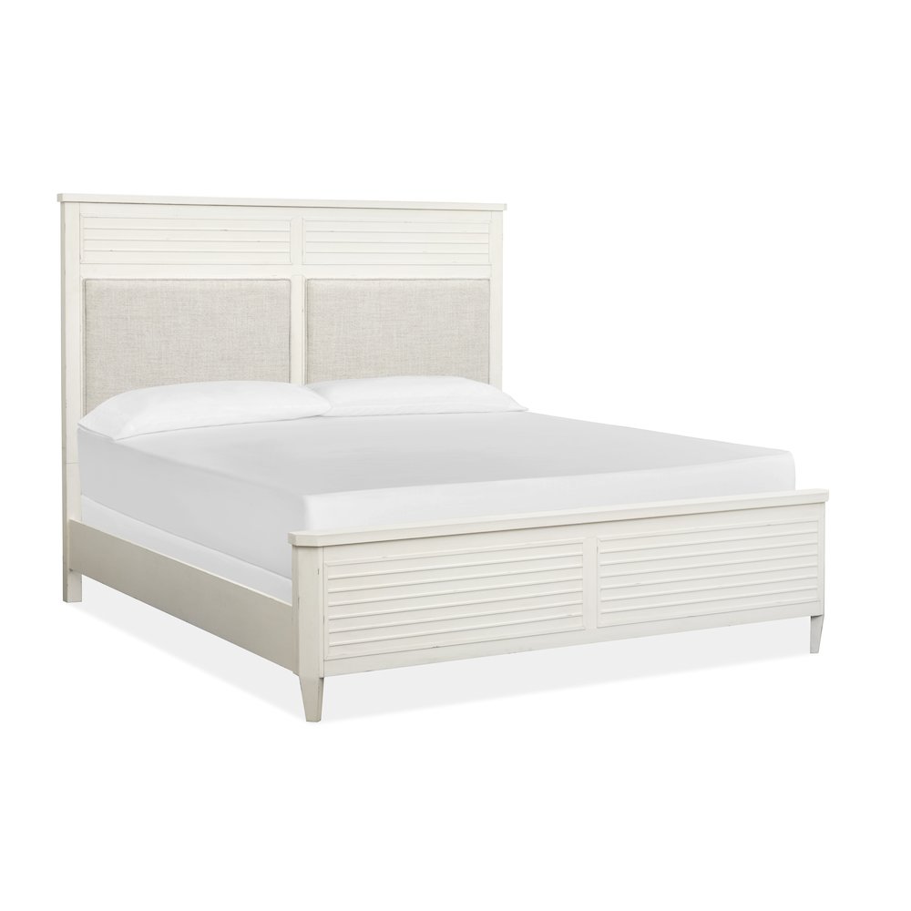 Echo Isles Sea Pearl And Driftwood Queen Upholstered Panel Bed. Picture 1