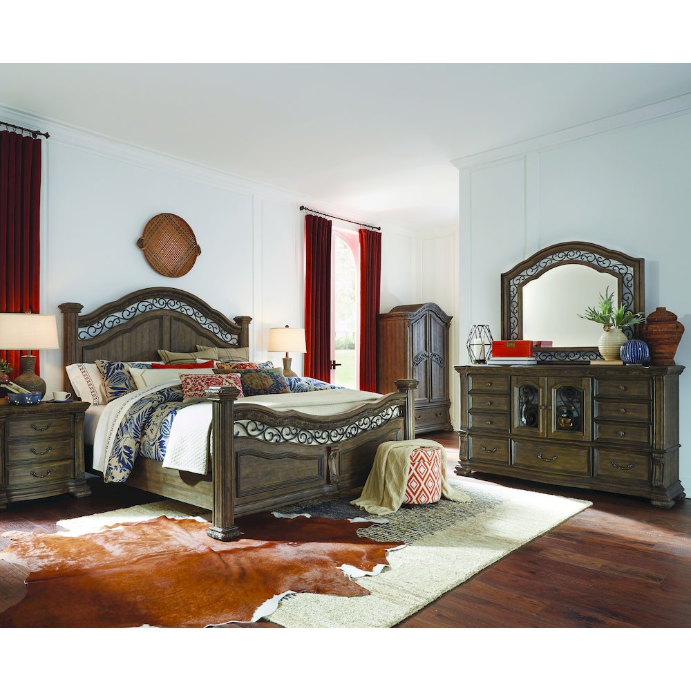 Durango Willadeene Brown Drawer Dresser With Shaped Mirror. Picture 11