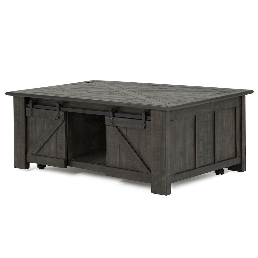 Garrett Weathered Charcoal Rectangular Lift Top Cocktail Table With Casters. Picture 1