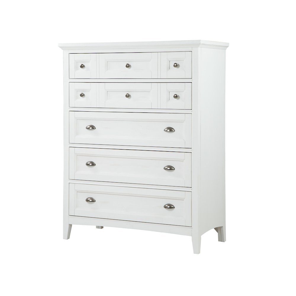 Heron Cove Chalk White And Dovetail Grey Drawer Chest. Picture 1