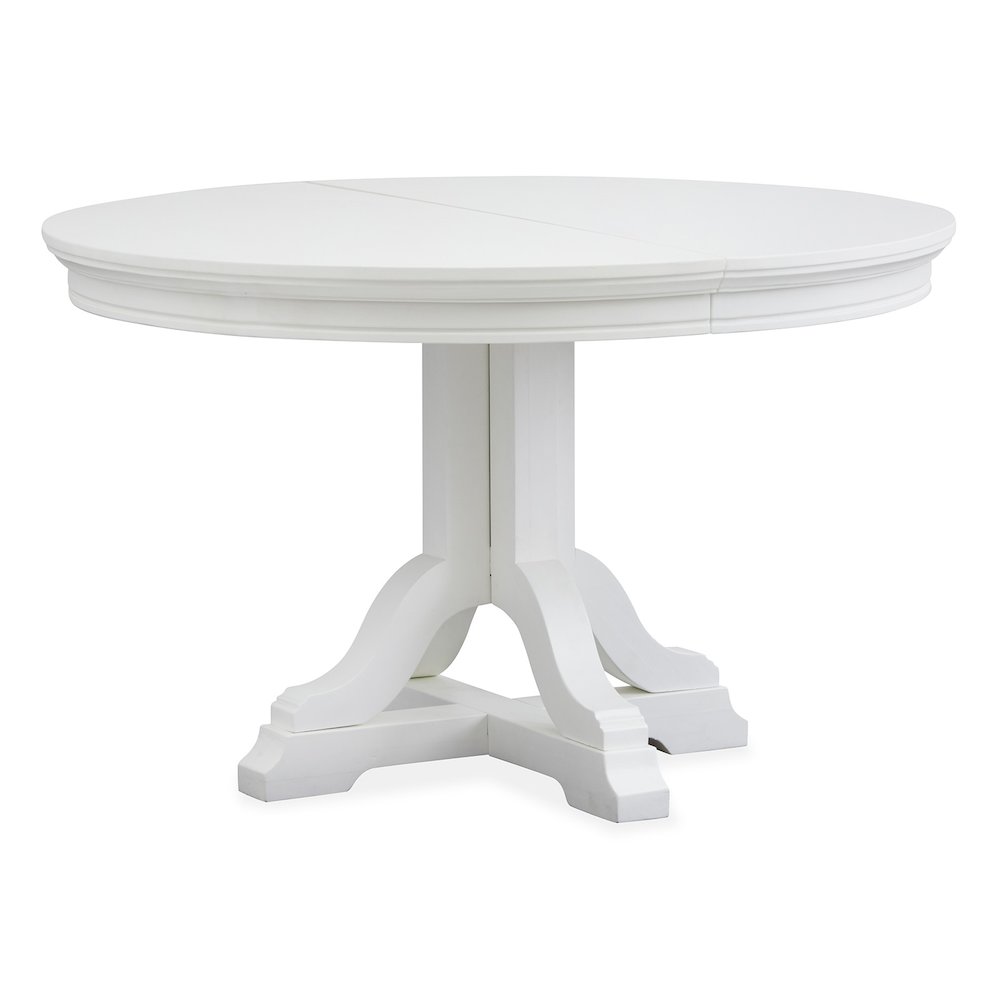 Charleston White Dove White Extendable 48" Round Dining Table. Picture 1