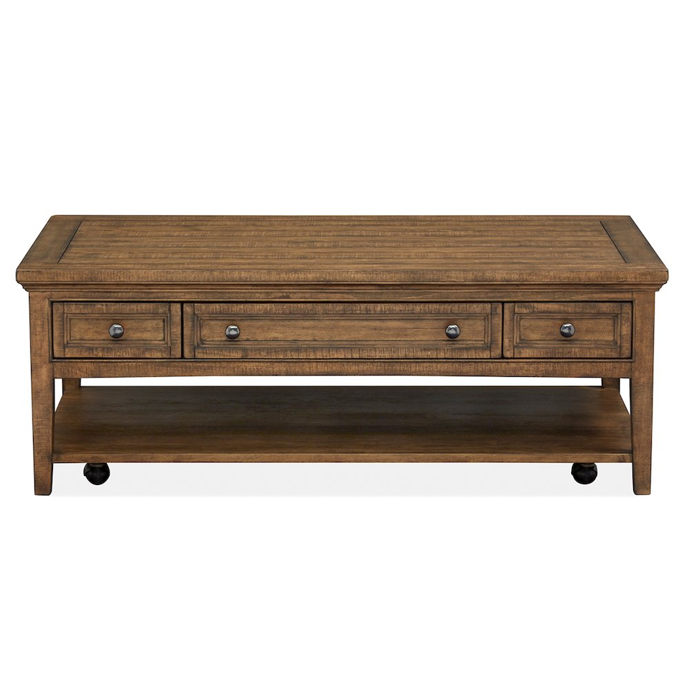 Bay Creek Toasted Nutmeg Rectangular Cocktail Table With Casters. Picture 2