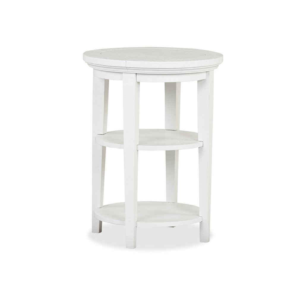 Heron Cove Chalk White Round Accent End Table. Picture 1