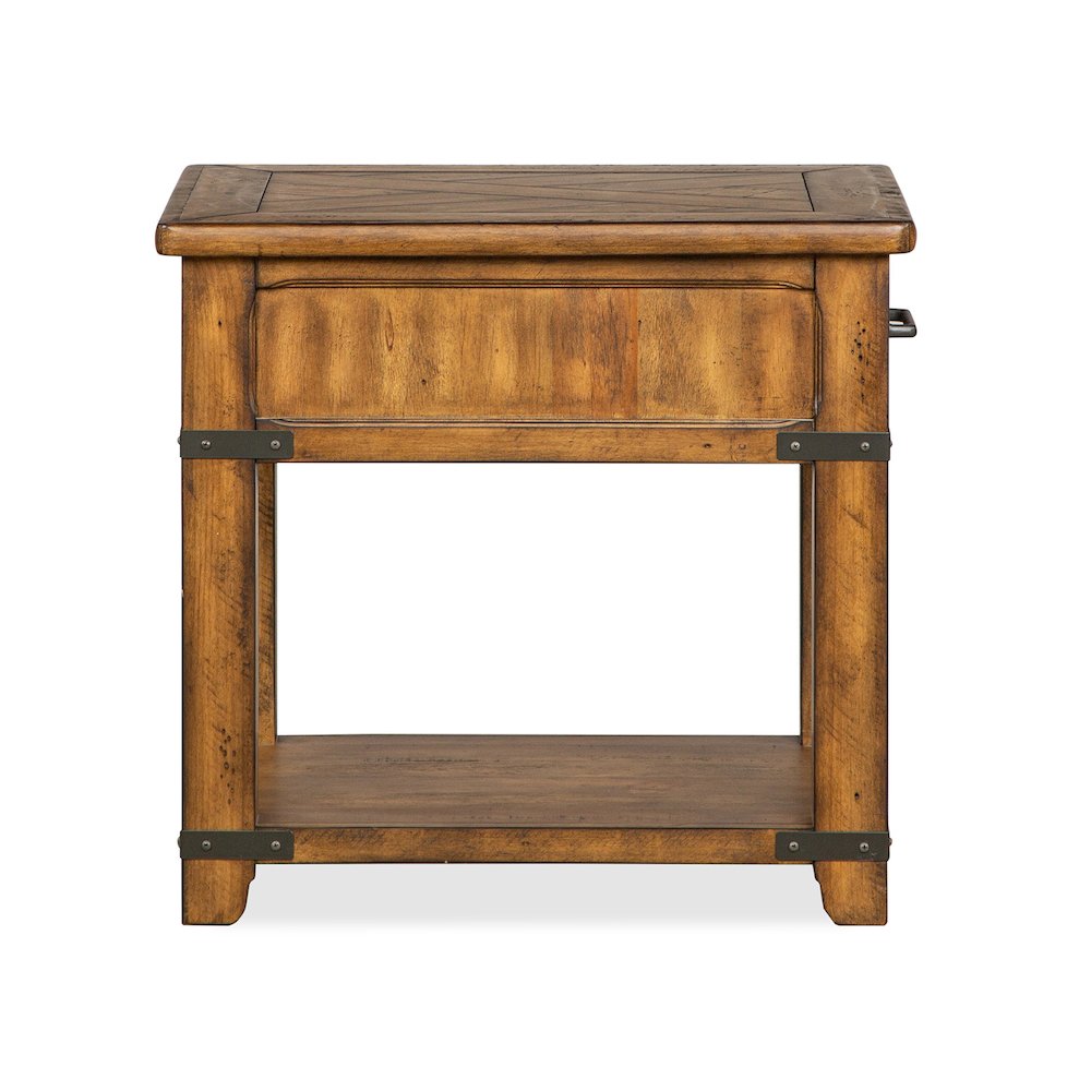 Chesterfield Farmhouse Timber Rectangular End Table. Picture 3