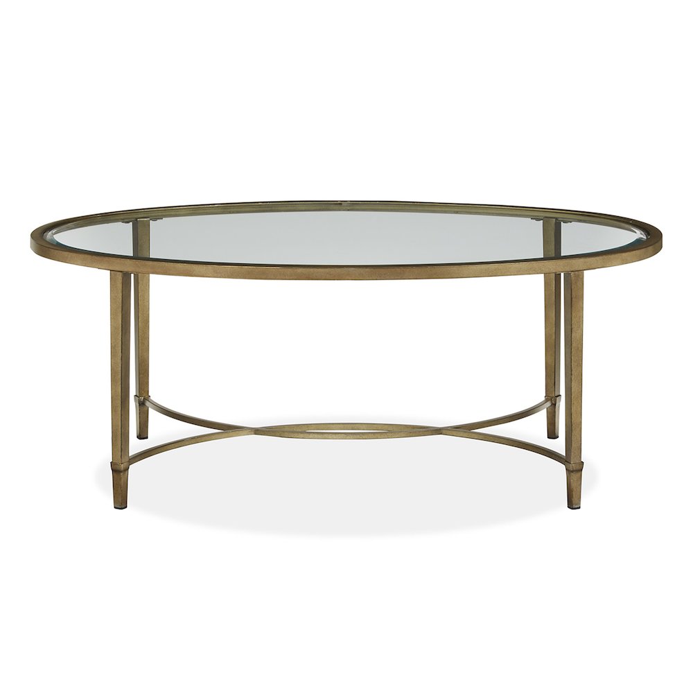 Copia Antiqued Silver With Gold Tint Oval Cocktail Table. Picture 2