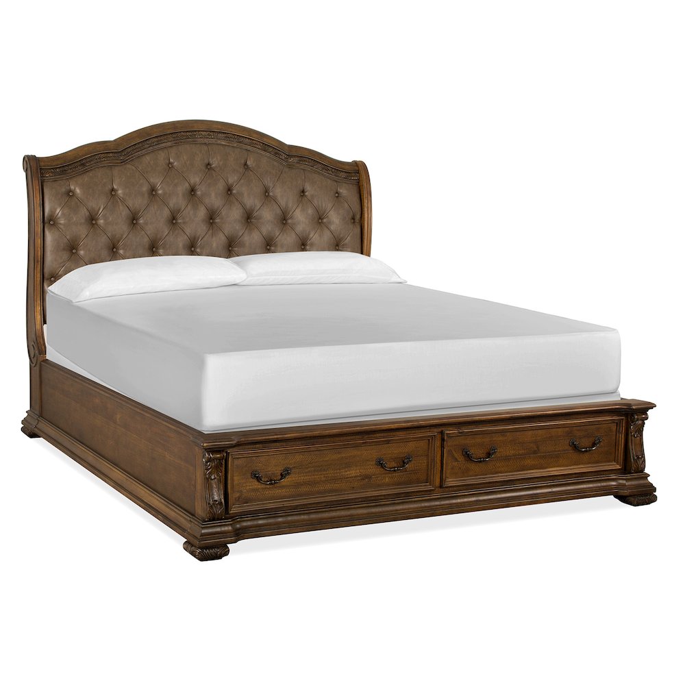 Durango Willadeene Brown King Upholstered Sleigh Storage Bed. Picture 1