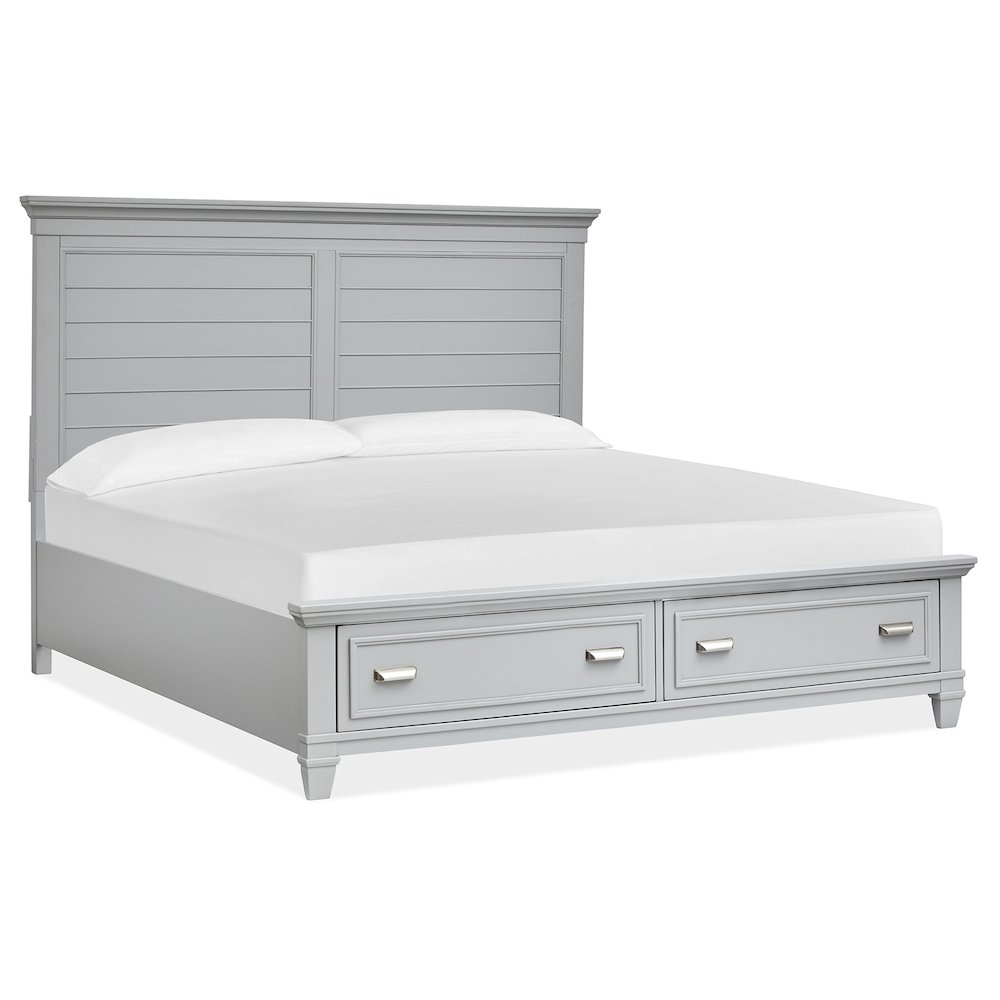 Charleston Harbor Gray King Grey Panel Storage Bed. Picture 1